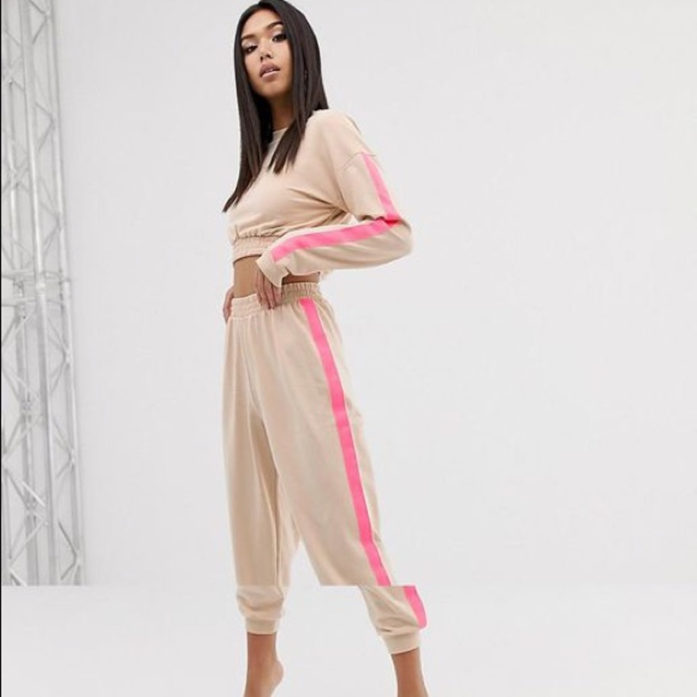 ASOS two-piece pink neon sweat suit